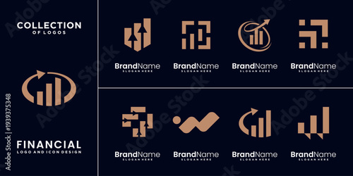 Luxury financial logo design vector collection.