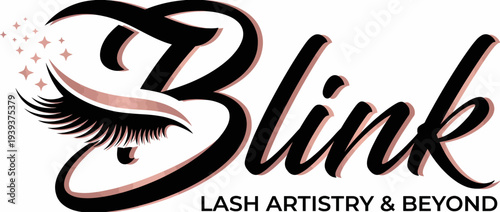This logo design combines elegant font and graphic elements, showcasing eyelash artistry with a modern touch, perfect for a beauty or cosmetics business branding.