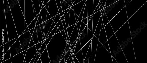 Chaotic black and white composition with angular diagonal elements. Contemporary asymmetric texture featuring irregular straight segments in minimalist monochrome style. Vector illustration bg.