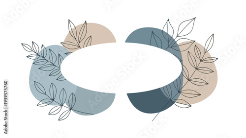 Infographic template featuring a circular frame with blue and beige sections and leaf illustrations on a white background.