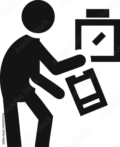 Person interacting with a digital screen and processing information using a card