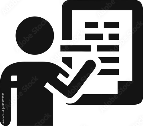 Person interacting with a document or digital screen displaying information