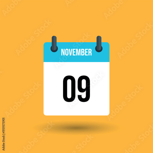 Calendar page november 9 date