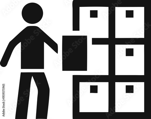 Person placing an item into a storage compartment or locker system