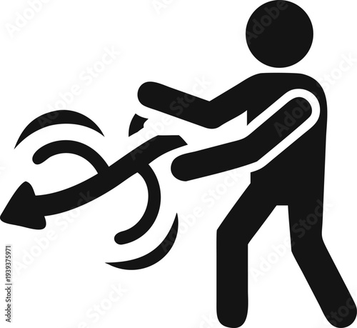 Person performing a digital undo action or resetting a process with a swirling arrow symbol