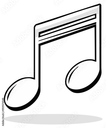 Musical Note Illustration Isolated: Graphic Eighth Note Symbol for Music Concepts and Sound Design