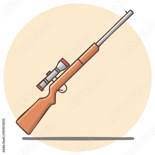Cartoon hunting rifle with scope vector illustration for outdoor sport and shooting activity
