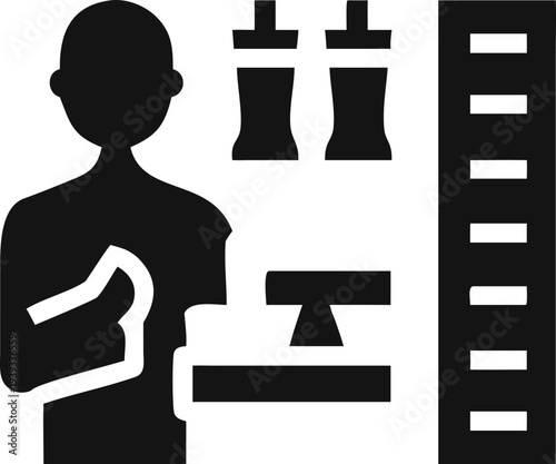 Personal trainer assists a client with a fitness routine using weights and gym equipment