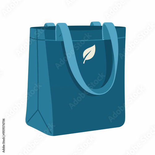 This stylish image of a blue eco-friendly tote bag adorned with a leaf icon embodies sustainability and modern design, perfect for promoting eco-conscious shopping choices.
