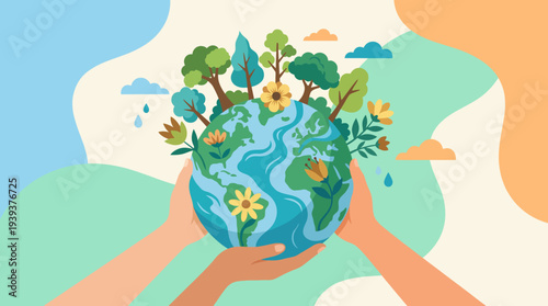 A beautiful representation of hands cradling the Earth, symbolizing the connection between humanity and nature while emphasizing environmental stewardship and care for our planet.