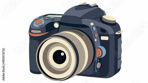 An artistic depiction of a DSLR camera showcasing its detailed design and features, appealing to photography enthusiasts and representing the art of capturing moments.