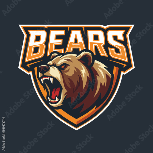 This powerful logo features a fierce bear's head, perfect for sports teams, capturing the spirit of strength and competitiveness that resonates with fans and athletes alike.