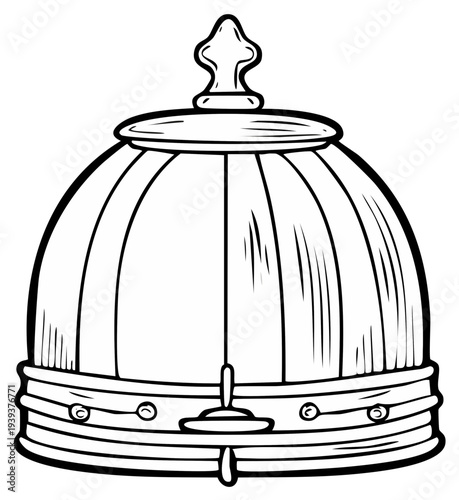 Illustration of a stylized royal crown with a decorative finial and elegant details