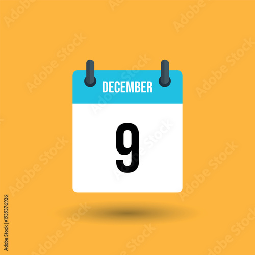 December 9 calendar page date number 9