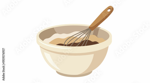 This image showcases a mixing bowl filled with dough and a whisk, symbolizing home baking and the joy of culinary creativity and preparation for delicious treats.