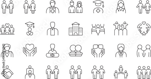 Community people and social icons set