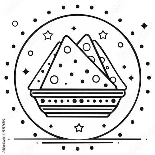 Traditional Indian Samosas Served in a Decorative Bowl with Festive Embellishments