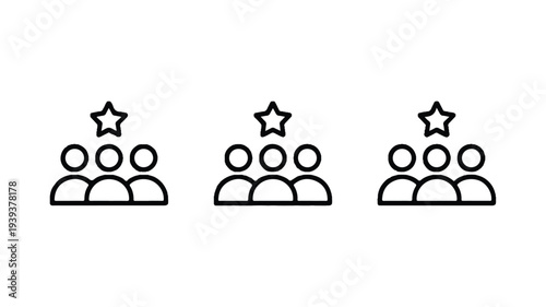 Three groups of people depicted with stars above their heads