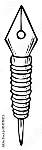 Drawn Ink Fountain Pen Icon Writer Tool Nib Education Graphic Design Calligraphy Quill Pluma Illustration