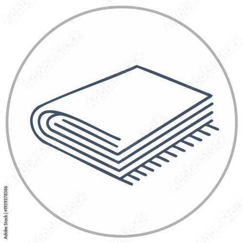 Stacked towels icon with fringe in a circle, symbolizes cleanliness, freshness, hotel service, simple textile concept