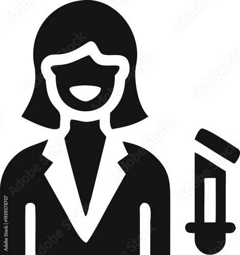 Professional female doctor or dentist holding a specialized tool for medical or dental procedures