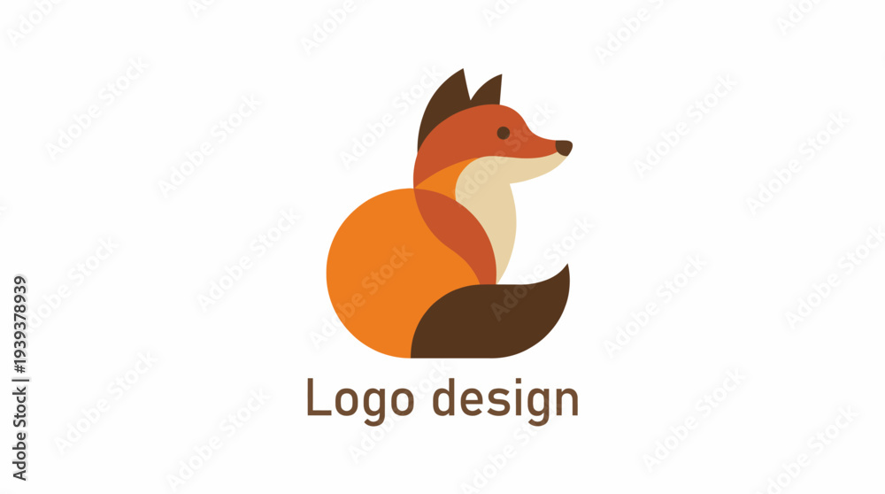 Fototapeta premium An artistic representation of a fox in a modern logo design, symbolizing cleverness and adaptability, suitable for brands emphasizing nature, agility, and creativity.