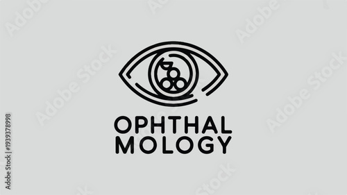 An eye illustration with a film reel inside labeled ophthalmology
