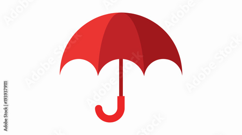 This image features a vibrant red umbrella symbolizing protection from rain and bad weather, represented in a minimalistic and modern design, perfect for various applications.