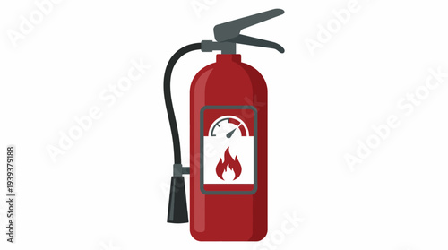 A bright red fire extinguisher with a detailed design, representing important safety equipment necessary for fire prevention and emergency response in various environments.