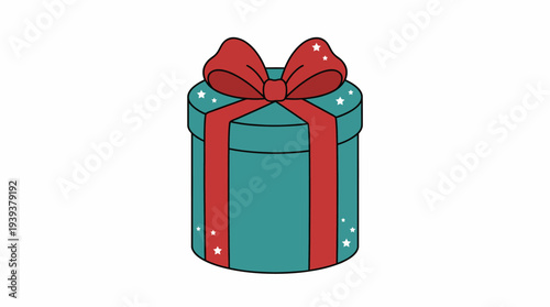 This vibrant gift box features a blue exterior adorned with a bright red ribbon and star motifs, symbolizing celebration and joy for all occasions.