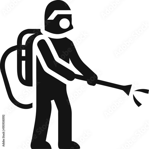 Professional Pest Control Worker Wearing Protective Gear Spraying Disinfectant Solution for Public Safety