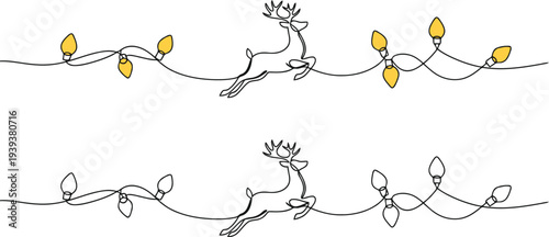 Whimsical reindeer and twinkling lights border design for festive holiday celebrations