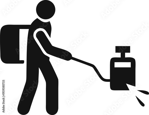 Professional Using a Wheeled Sprayer with Backpack Tank for Wide Area Treatment