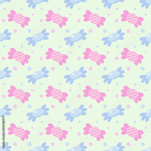 Cute Pastel Candy Seamless Pattern Sweet Kawaii Background for Kids Design