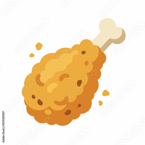 This graphic depicts a crispy golden fried chicken drumstick, highlighting its delicious texture and appetizing appearance that appeals to food lovers and culinary enthusiasts.