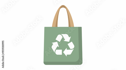 A stylish, reusable shopping bag design featuring the recycling symbol, highlighting environmental consciousness and sustainability in modern consumer habits.