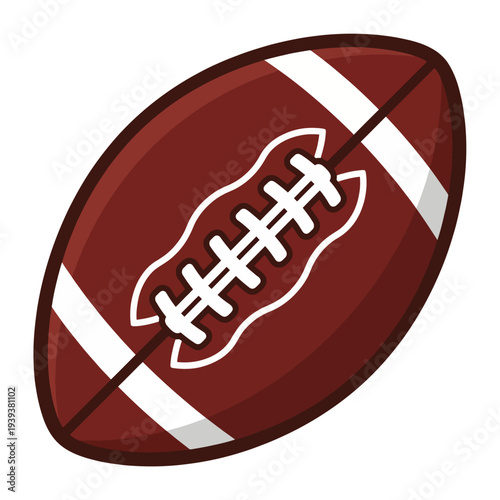This image portrays a detailed illustration of a football, showcasing its shape and stitching, perfectly capturing the essence of sports and athletic excitement.