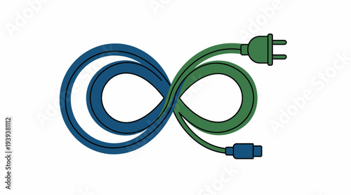 A creative representation of infinity loop cables, symbolizing continuous connection and technology, ideal for illustrating concepts related to modern connectivity and electronics.