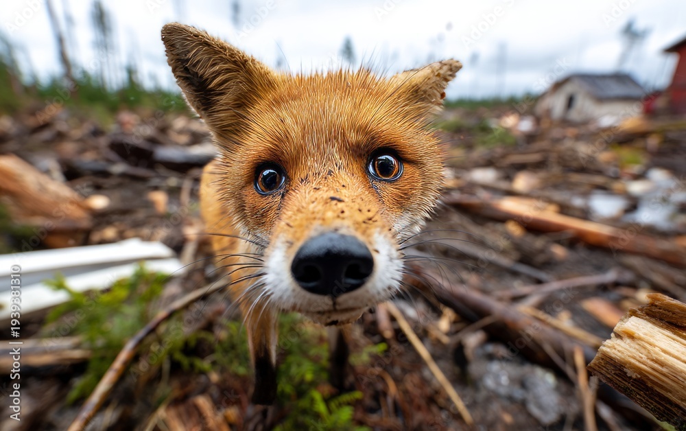 Obraz premium Emotional Closeup of a Distressed Fox with Sad Eyes in Natural Setting