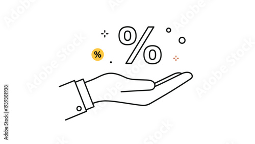 Hand holding a large percentage symbol representing financial discounts, interest rates, tax calculations, or sales offers.