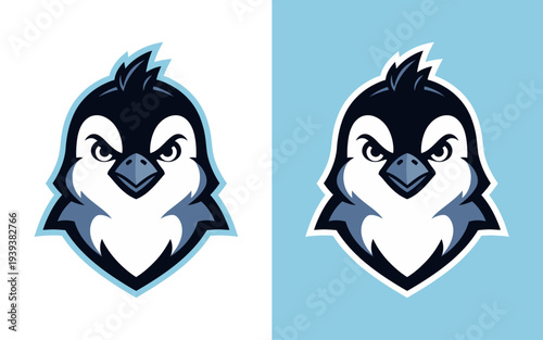 A stylized penguin head, exuding determination, with an unwavering gaze, ready to conquer any challenge.