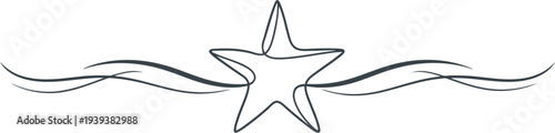 Simple hand drawn star with flowing lines on a white background