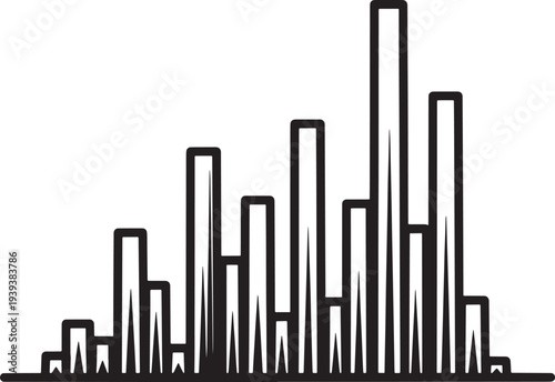 Thin line ascending bar chart growth trend business success vector illustration flat design