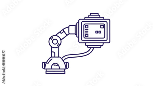 Robotic Arm with Control Panel Illustration.