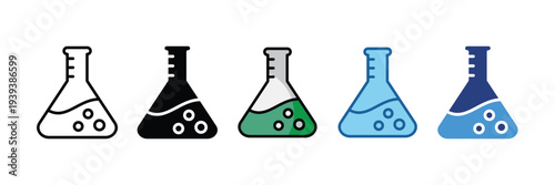 Laboratory Flask  Icon Set Multiple Style Collection