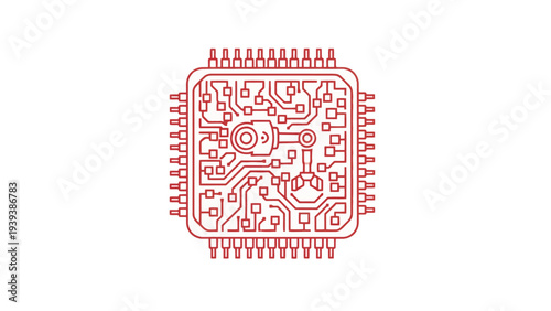 Red Microchip Circuit Board Component.