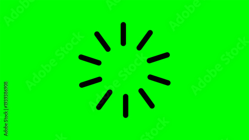 Black loading spinner animation element on green screen background