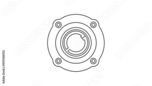 Mechanical Component with Circular Design and Bolts.