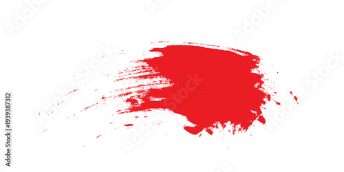 Vivid abstract red brushstroke against a white backdrop presents an impactful visual. Dynamic and textured abstract