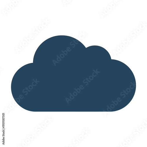 Dark blue cloud icon on white background for weather or technology concepts